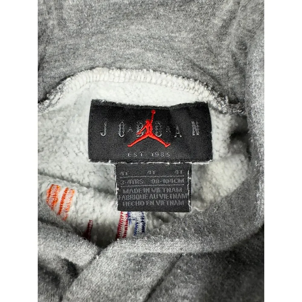 Jordan Kids Hoodie‎ 4T Gray Multicolor Logo Pullover Jumpman Fleece Sweatshirt